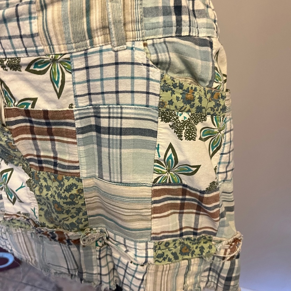 Patchwork Mini Skirt With Button Detail - image 3